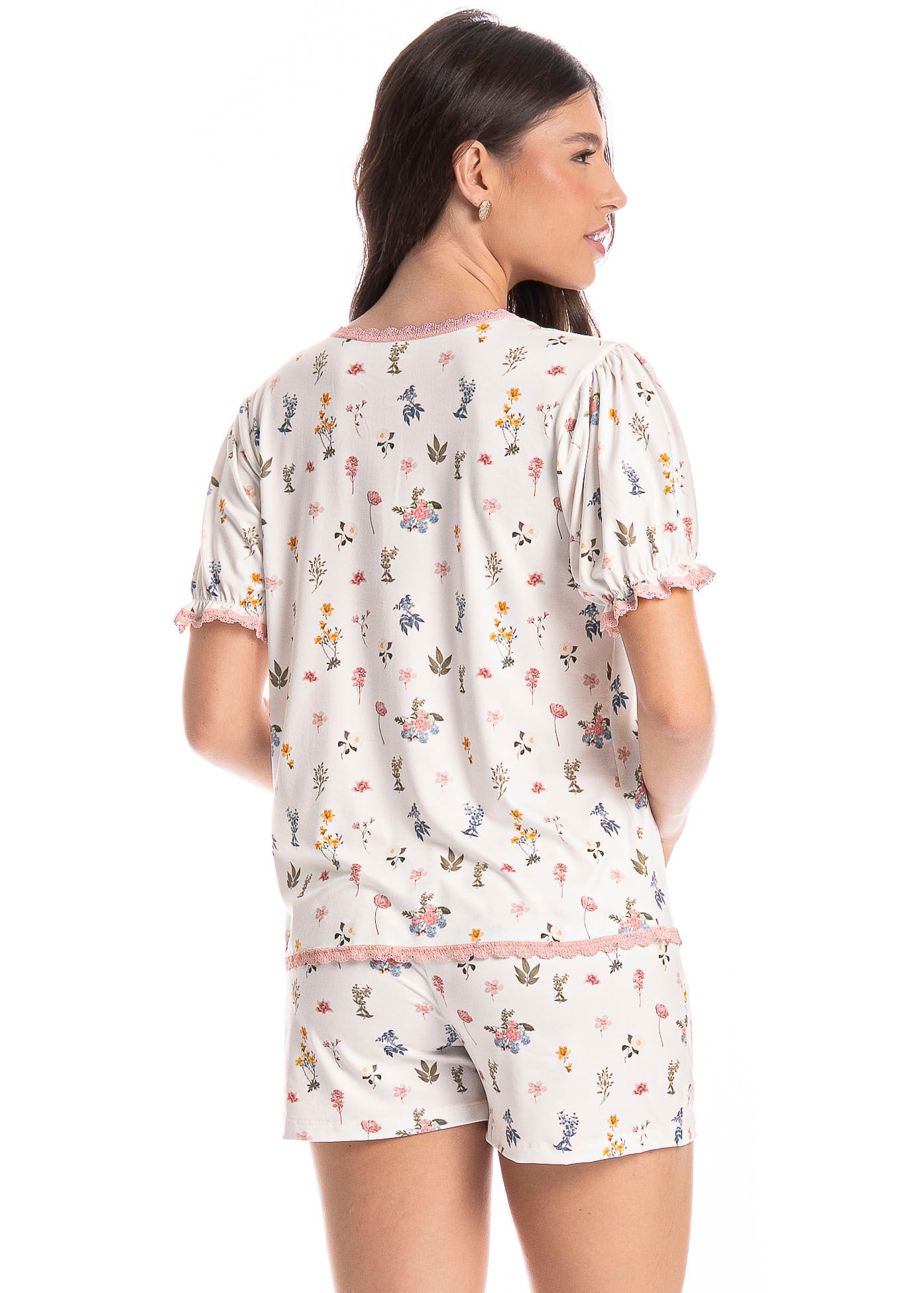 Pijama Americano Curto Feminino Romantic Branco - Imagem 2