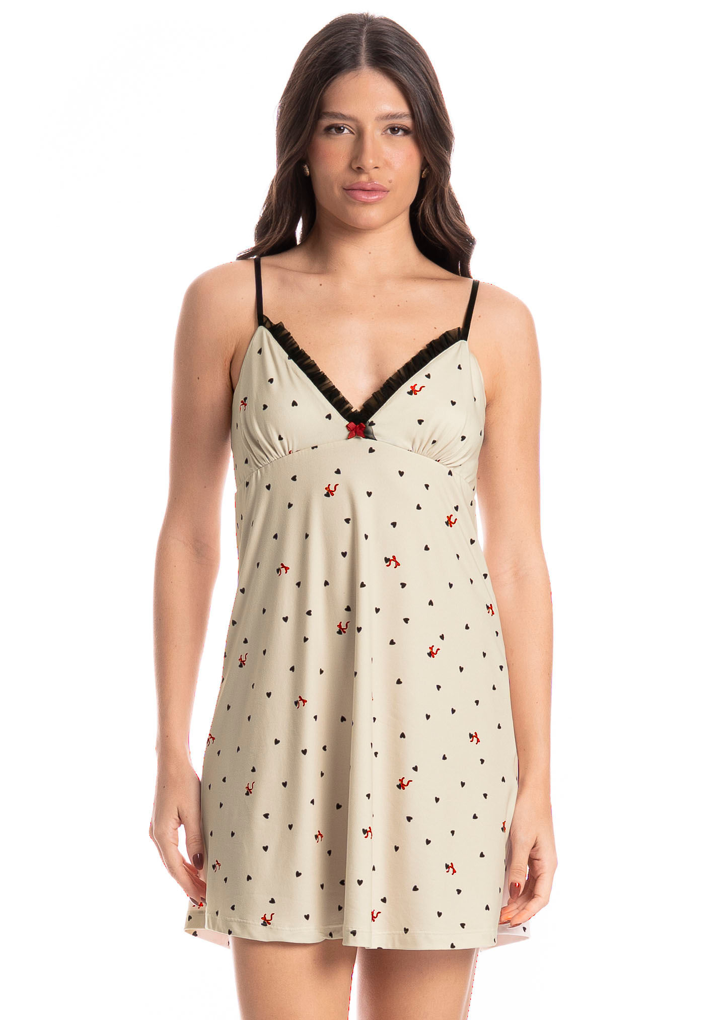 Camisola Feminina Corações Branco - Imagem 1