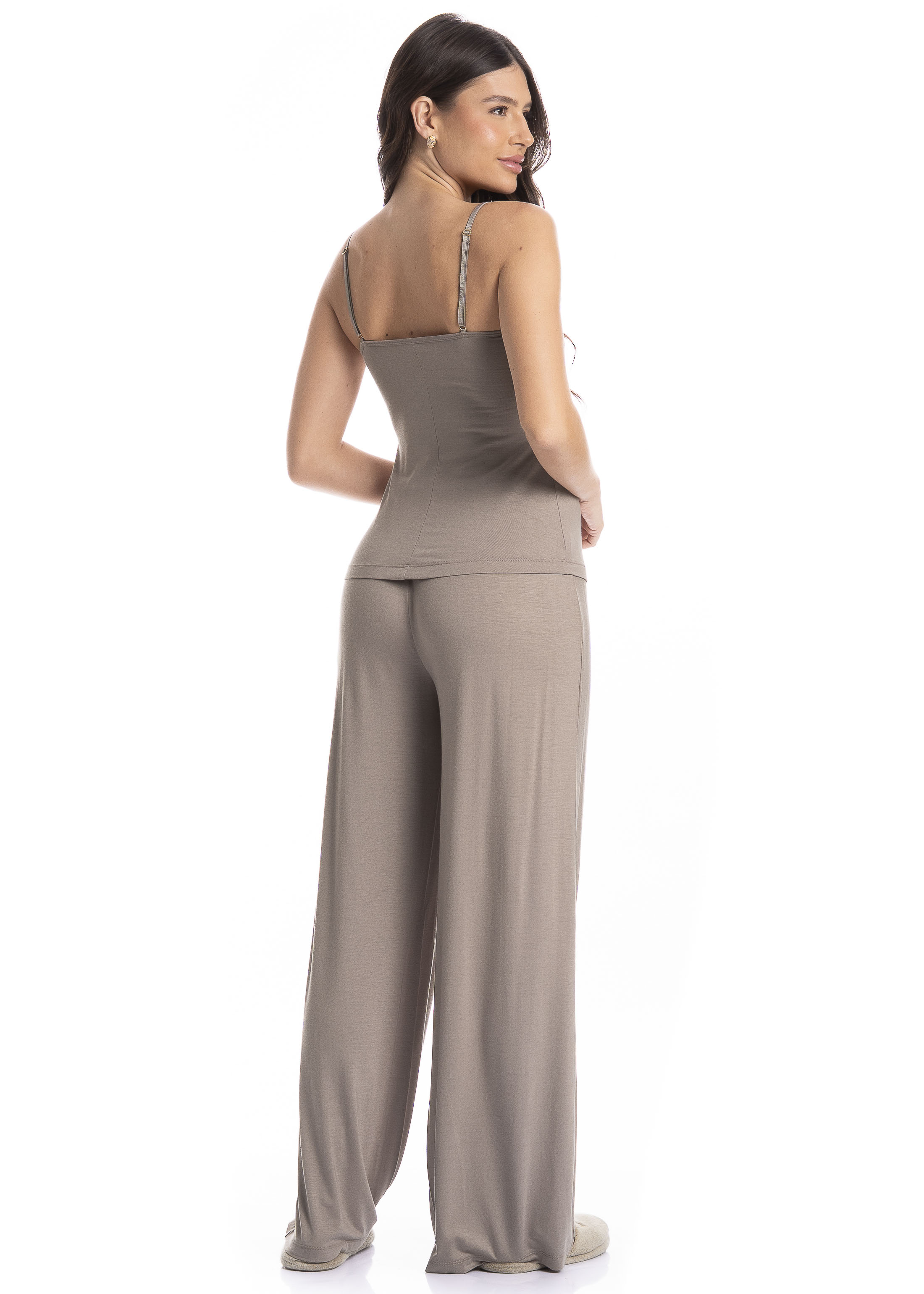 Pijama Feminino Longo Lívia Bege - Imagem 2