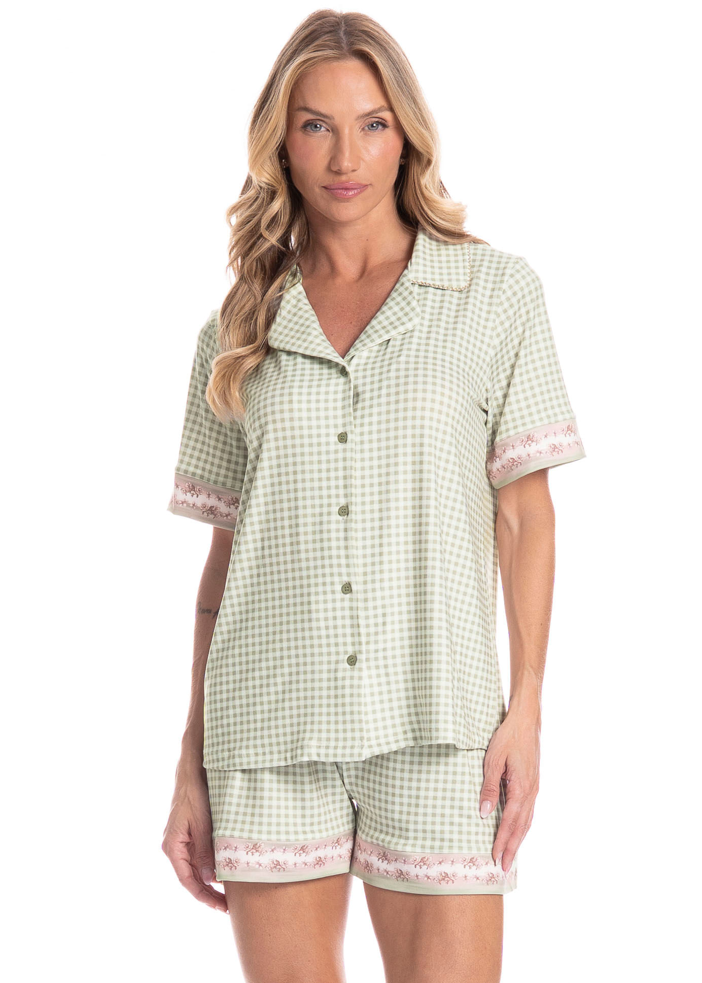 Pijama Americano Curto Feminino Serenity Verde - Imagem 1