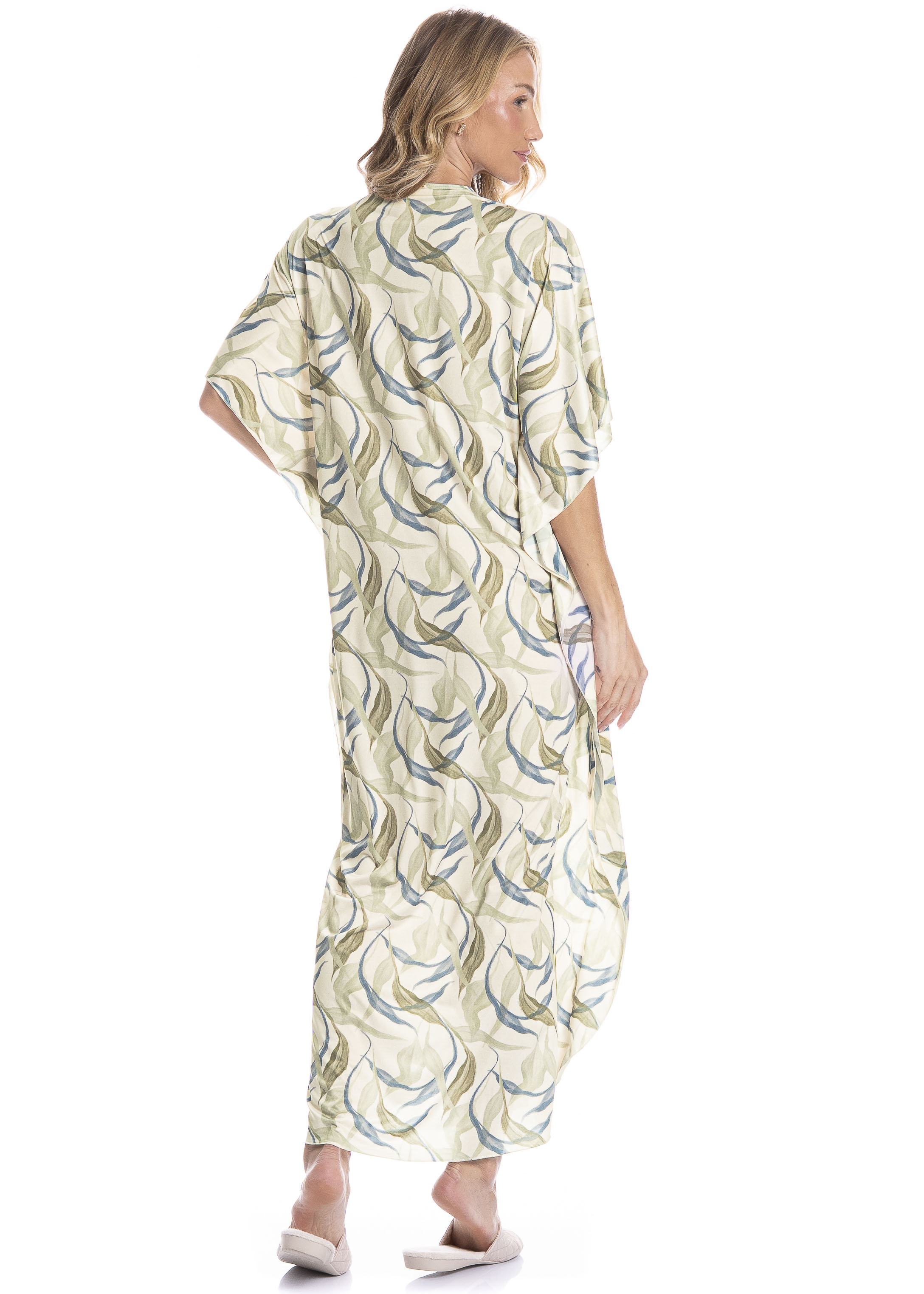 Kaftan Feminino Longo Folha Verde - Imagem 2