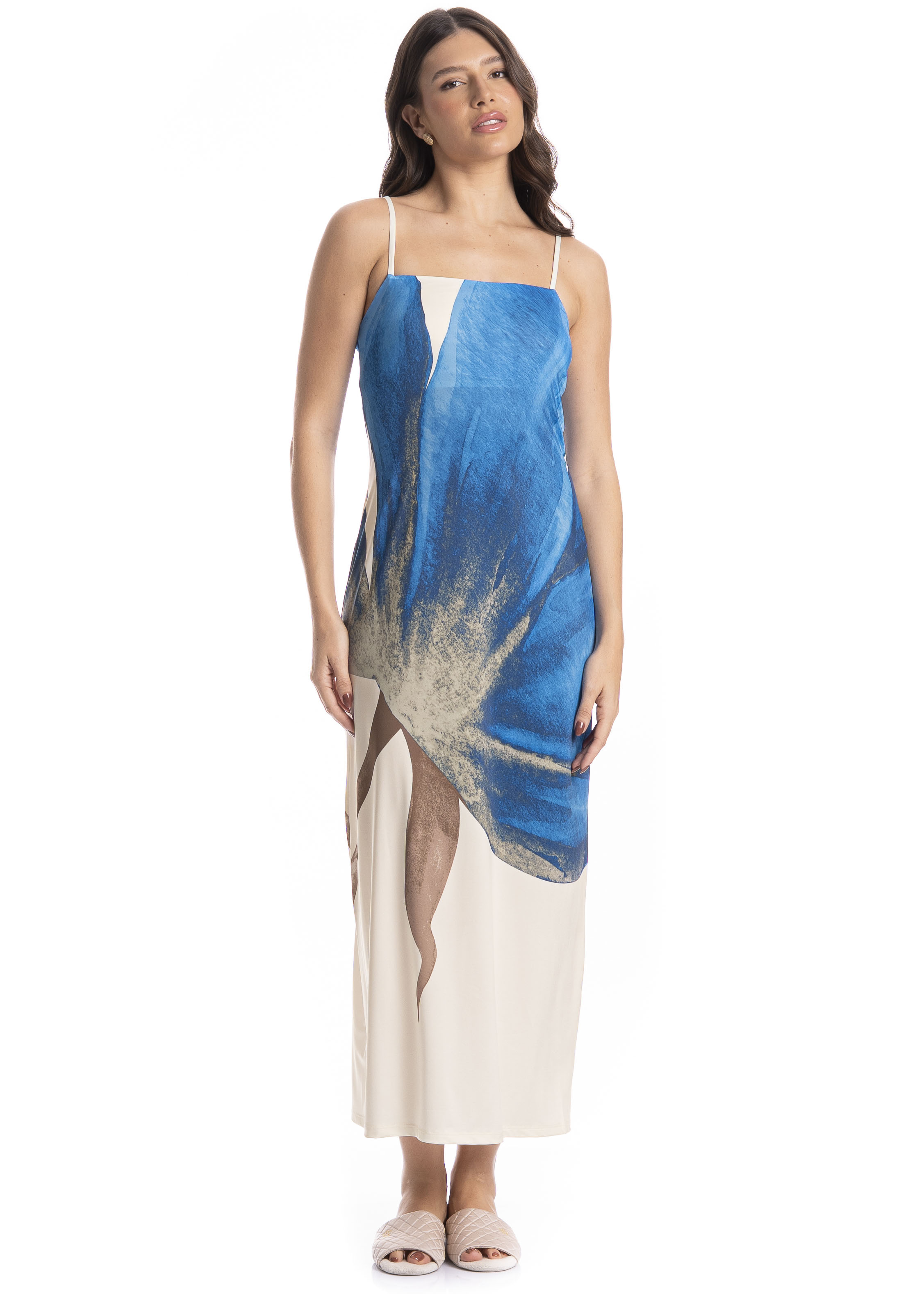 Vestido Longo Feminino Yasmin Azul-2 - Imagem 1