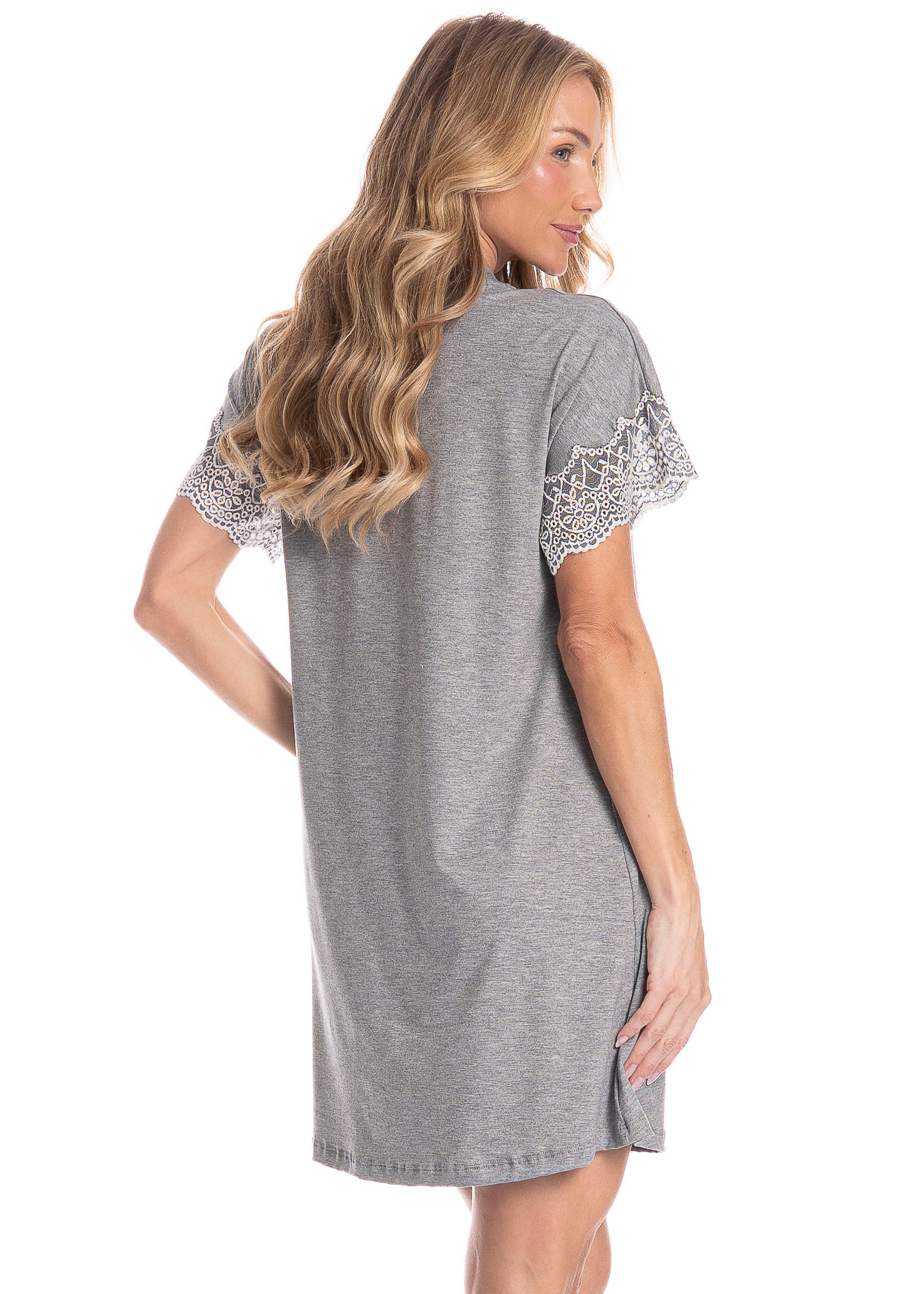 Camisão Feminino Abotoado Érica Cinza - Imagem 2