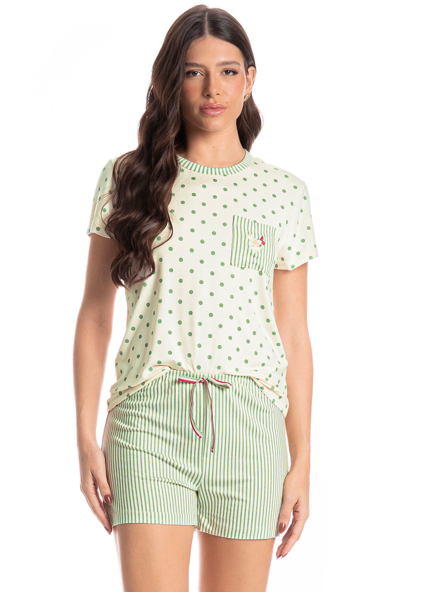 Pijama Feminino Curto Lola Verde - Imagem 1