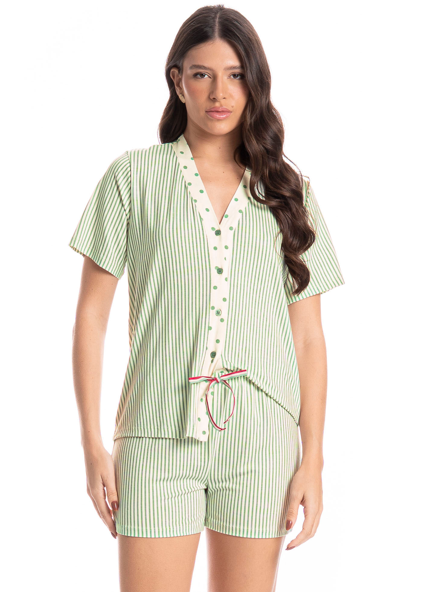 Pijama Americano Feminino Curto Lola Verde - Imagem 1