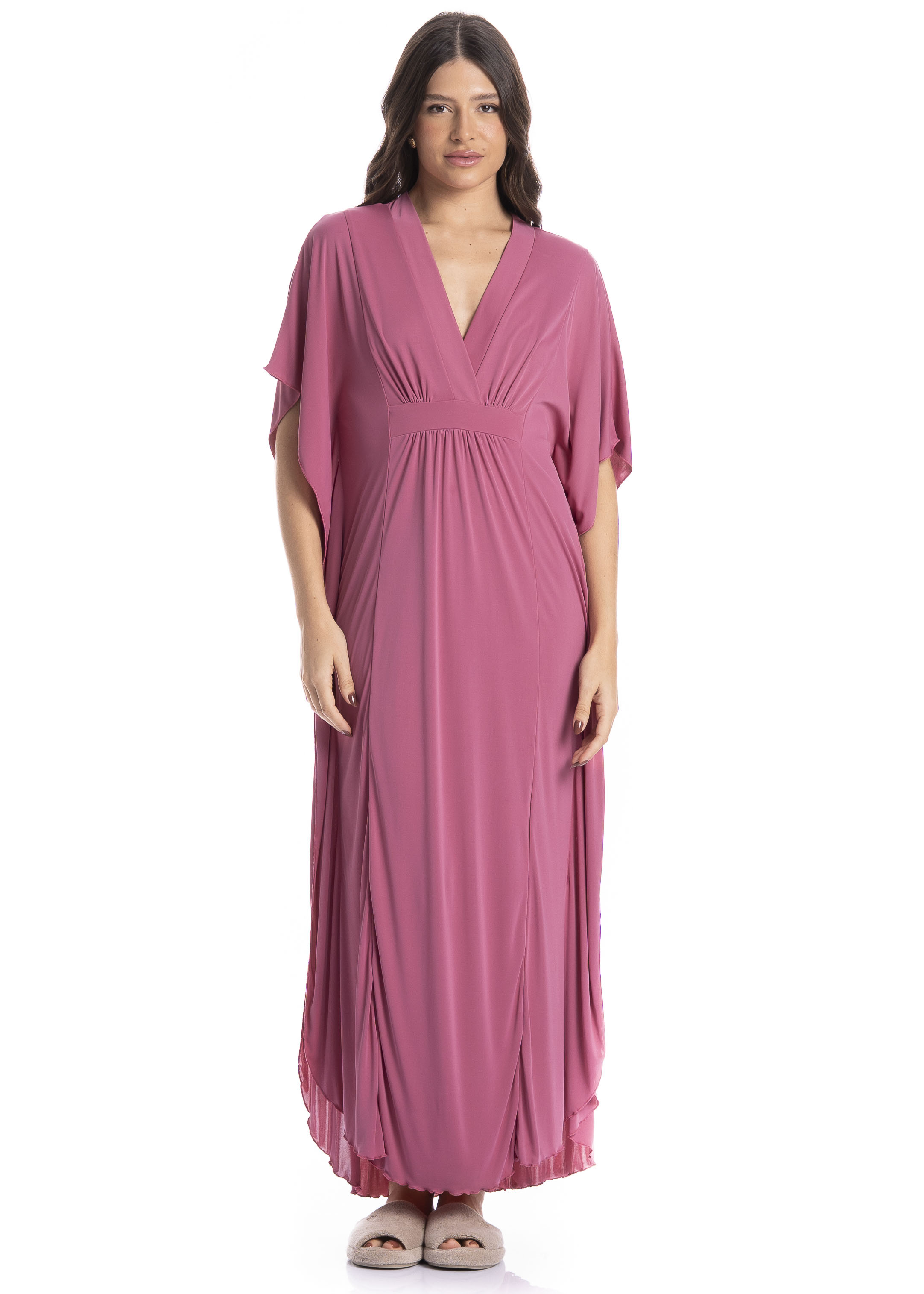 Kaftan Feminino Longo Eva Rosa-2 - Imagem 1