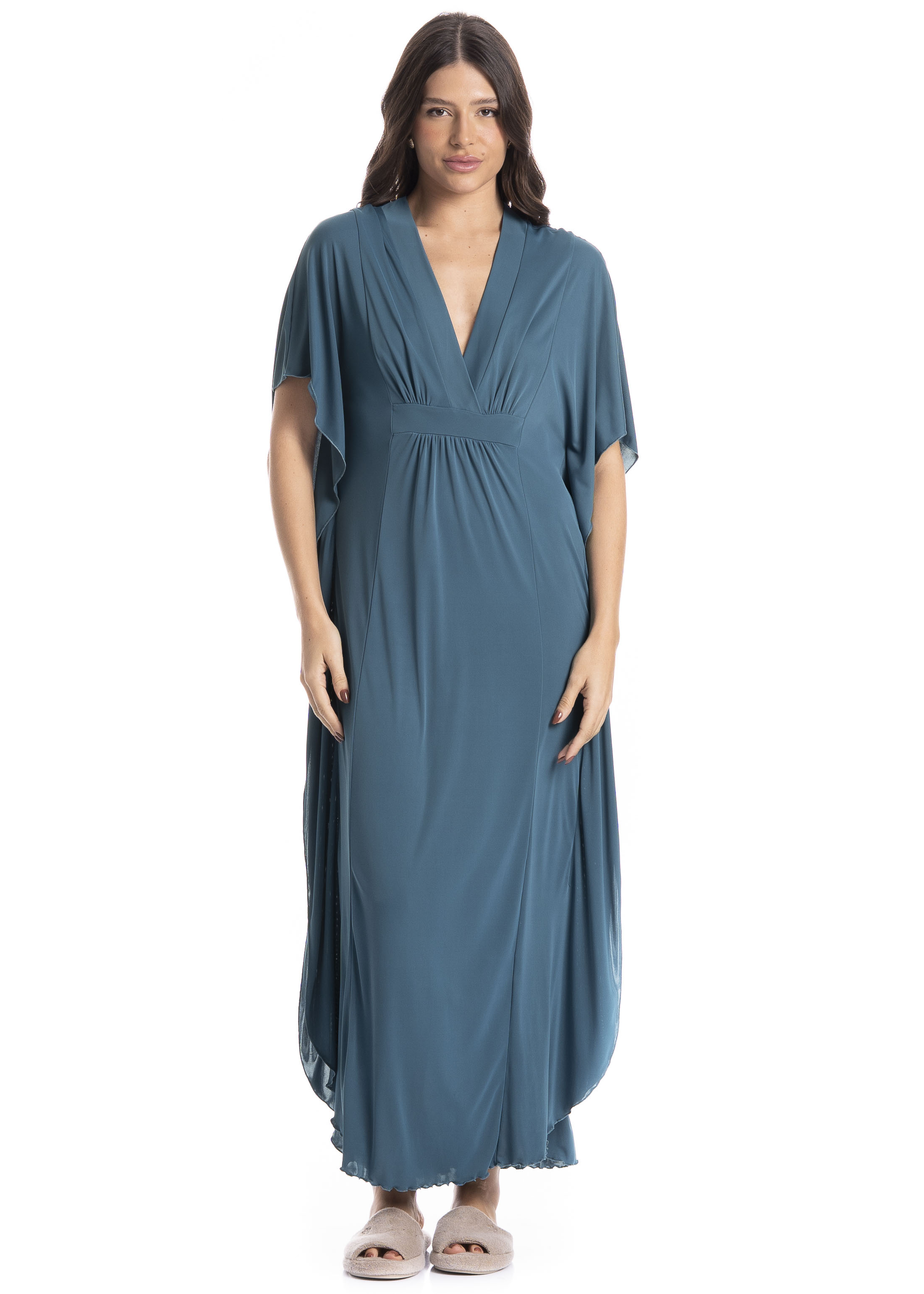 Kaftan Feminino Longo Eva Azul-2 - Imagem 1