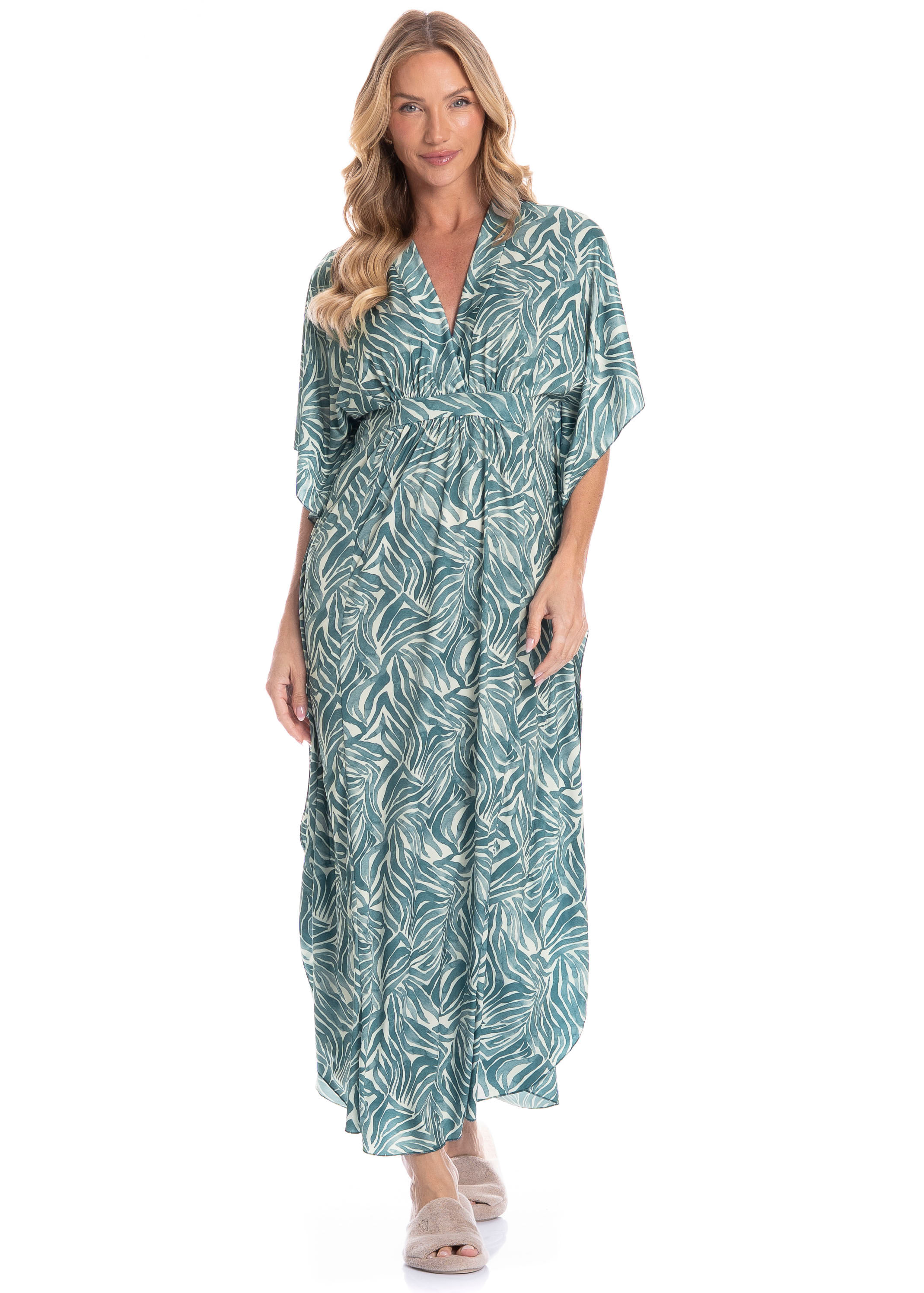 Kaftan Feminino Longo Rafaela Verde - Imagem 1