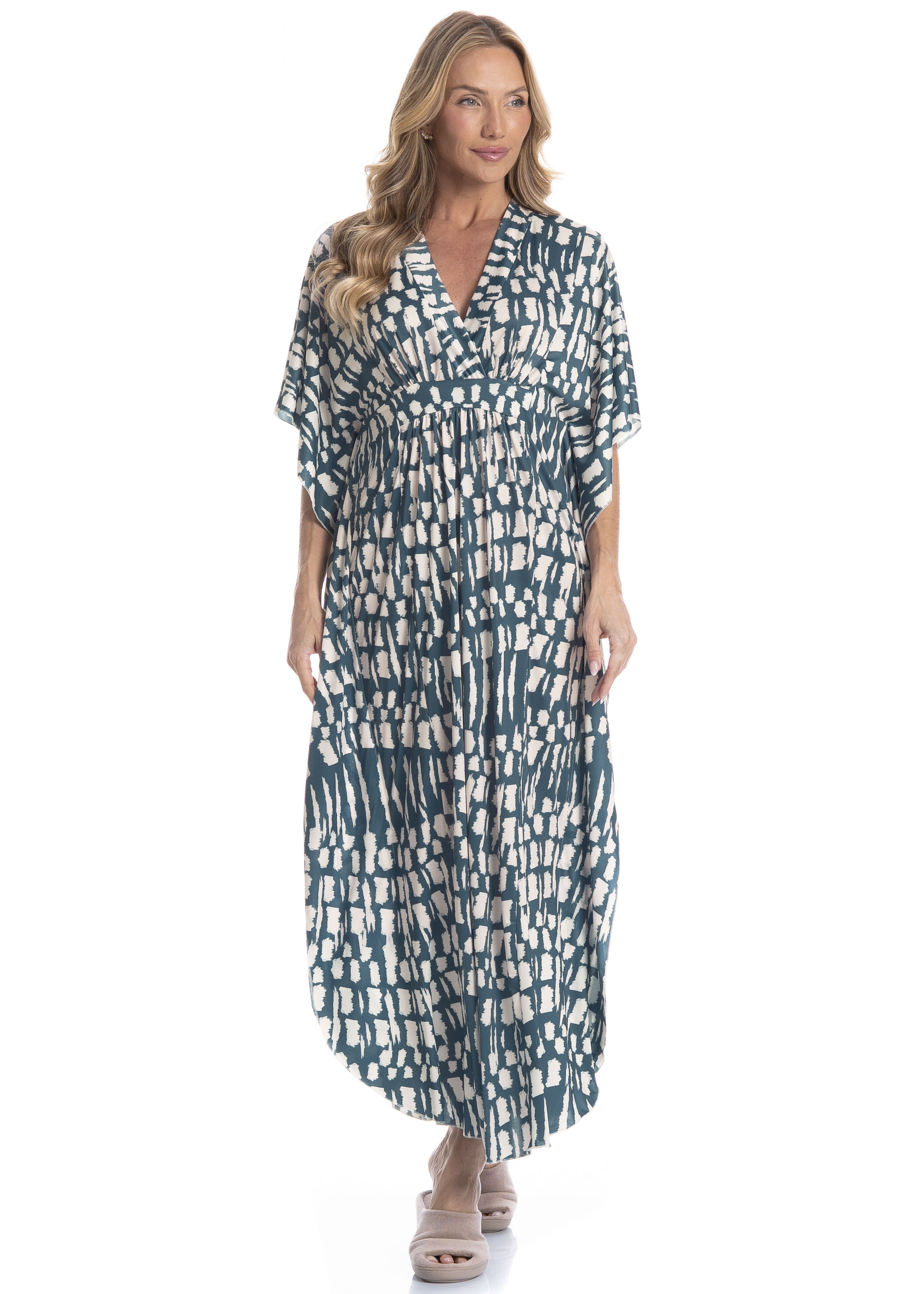 Kaftan Feminino Longo Júlia Azul-marinho - Imagem 1