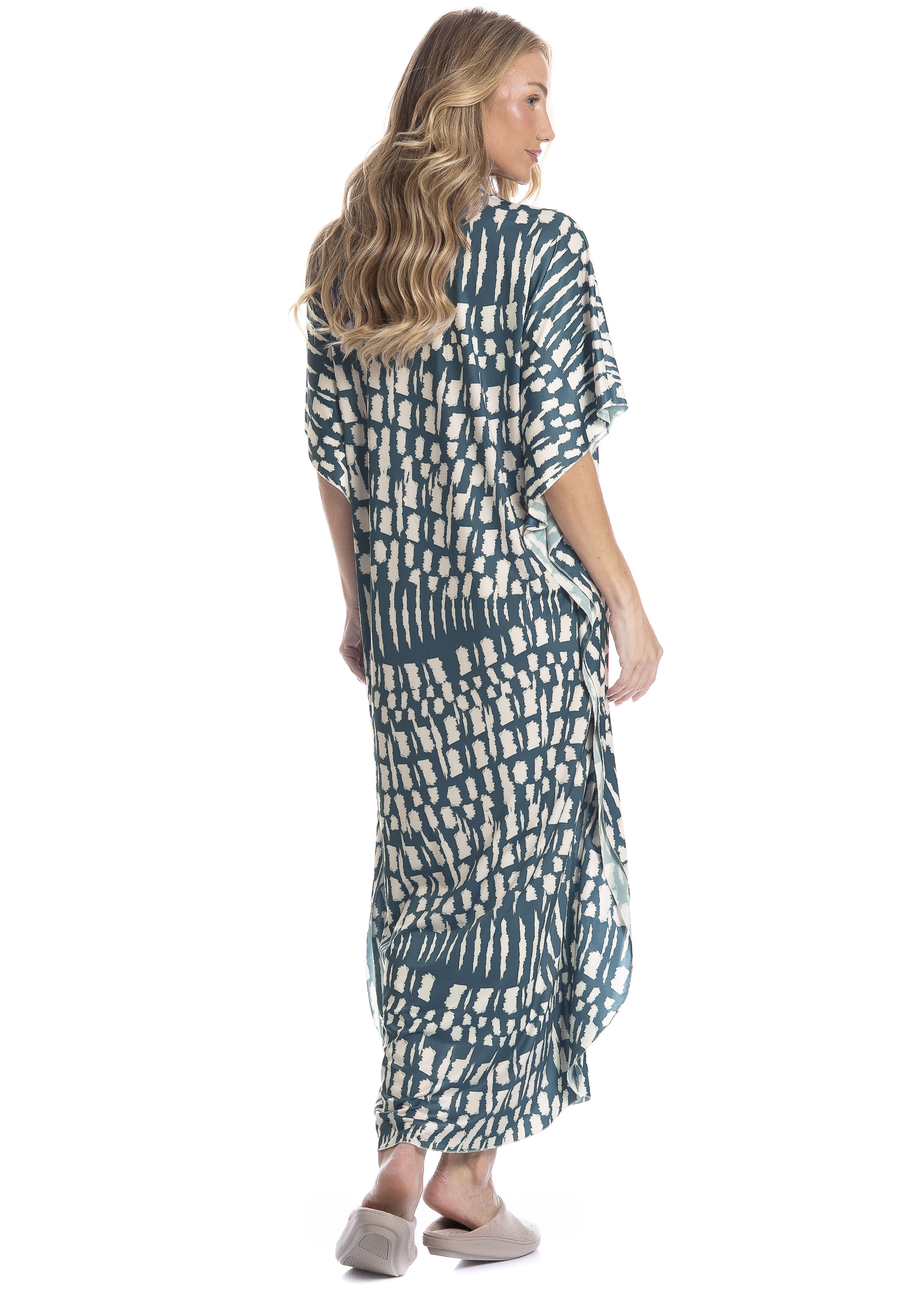 Kaftan Feminino Longo Júlia Azul-marinho - Imagem 2