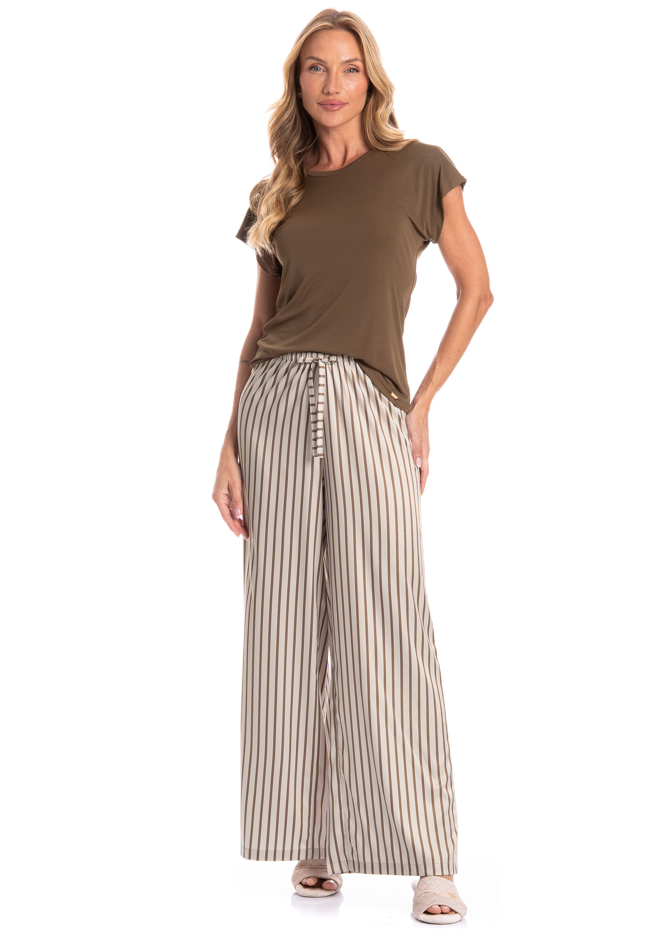 Pijama Feminino Longo Maia Marrom - Imagem 1