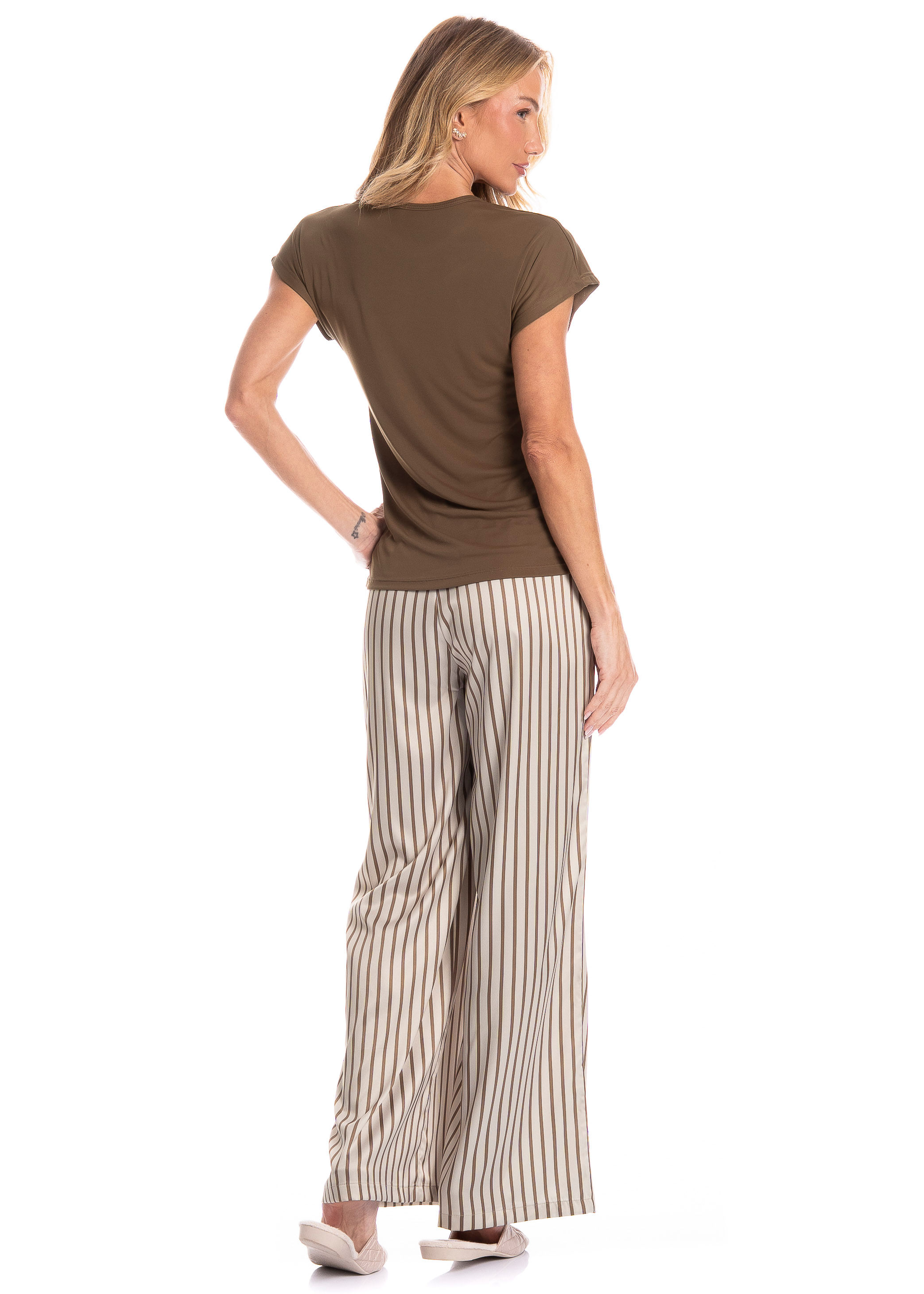 Pijama Feminino Longo Maia Marrom - Imagem 2
