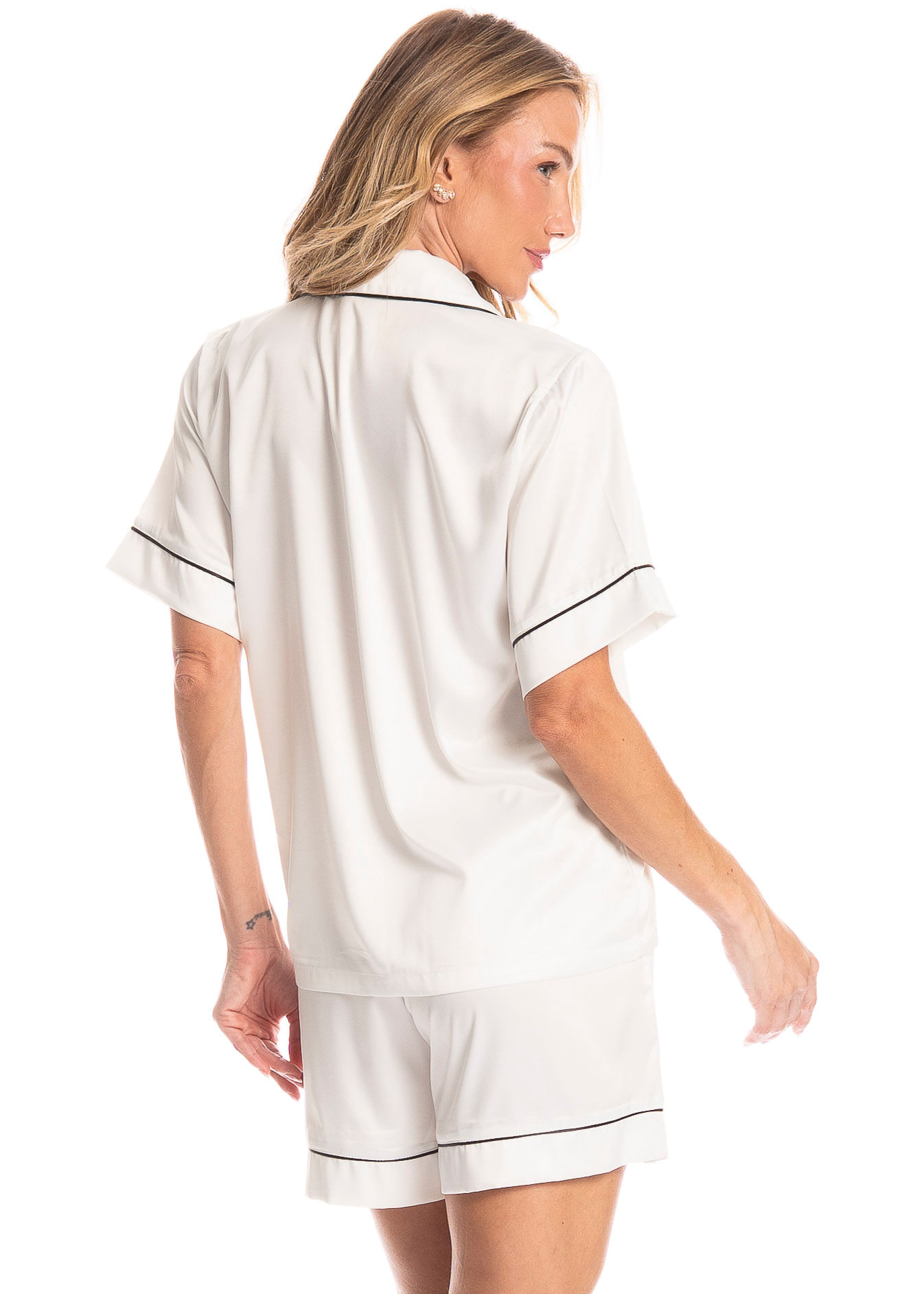 Pijama Americano Feminino Curto Liz Branco - Imagem 2
