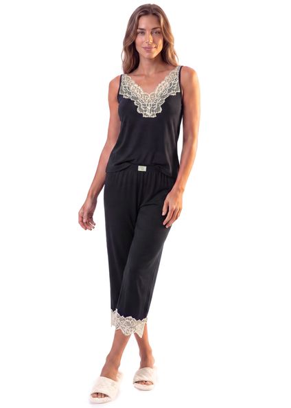 Pijama Feminino Capri Mellow Preto - Imagem 1