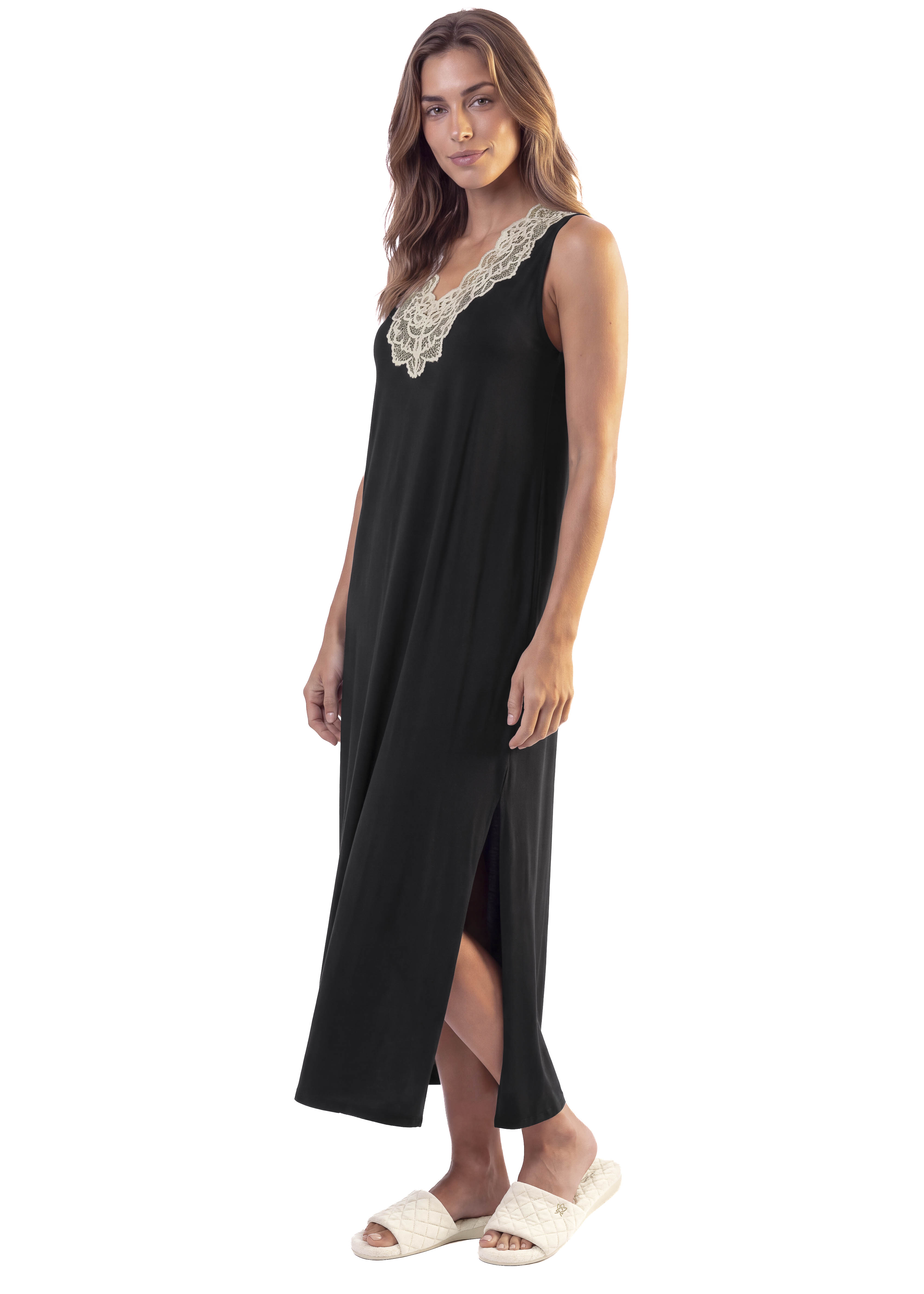 Camisão Feminino Regata Longo Mellow Preto - Imagem 1